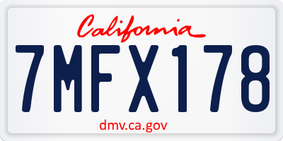 CA license plate 7MFX178