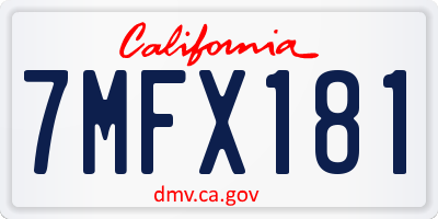 CA license plate 7MFX181