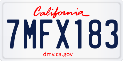 CA license plate 7MFX183