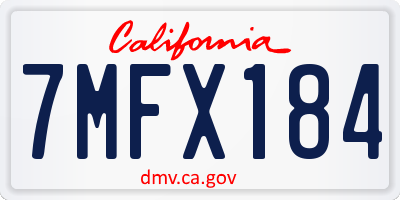 CA license plate 7MFX184