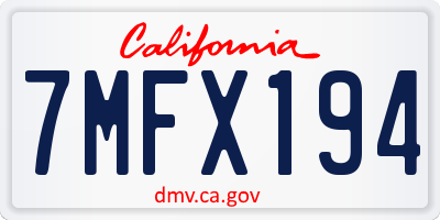 CA license plate 7MFX194