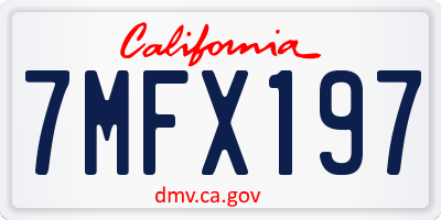 CA license plate 7MFX197