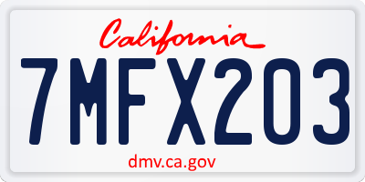 CA license plate 7MFX203