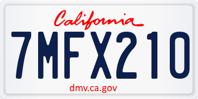 CA license plate 7MFX210