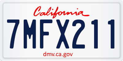 CA license plate 7MFX211