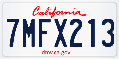 CA license plate 7MFX213