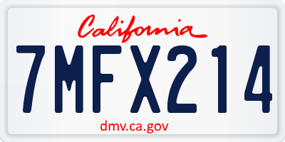 CA license plate 7MFX214