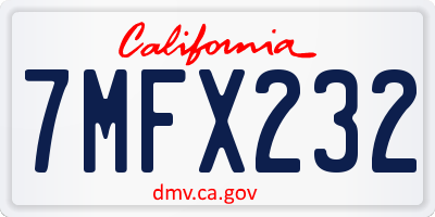 CA license plate 7MFX232