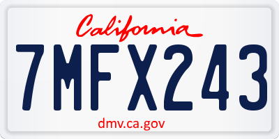 CA license plate 7MFX243