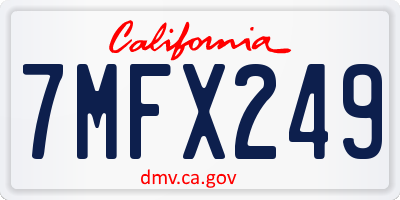 CA license plate 7MFX249