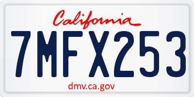 CA license plate 7MFX253