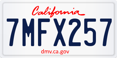 CA license plate 7MFX257