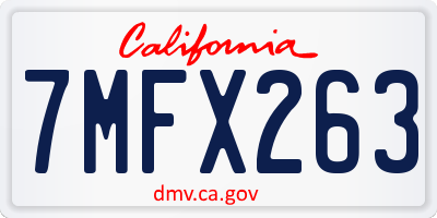 CA license plate 7MFX263