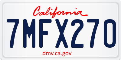 CA license plate 7MFX270
