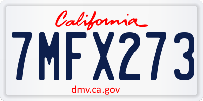 CA license plate 7MFX273