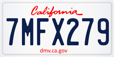 CA license plate 7MFX279