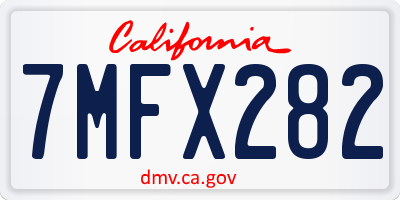 CA license plate 7MFX282