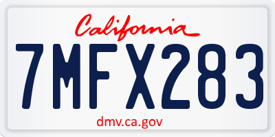 CA license plate 7MFX283