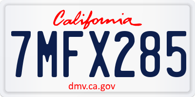 CA license plate 7MFX285
