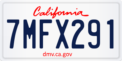 CA license plate 7MFX291
