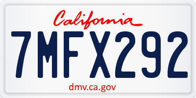 CA license plate 7MFX292