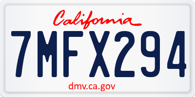 CA license plate 7MFX294