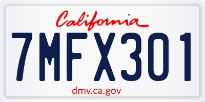 CA license plate 7MFX301
