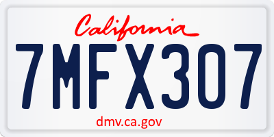 CA license plate 7MFX307
