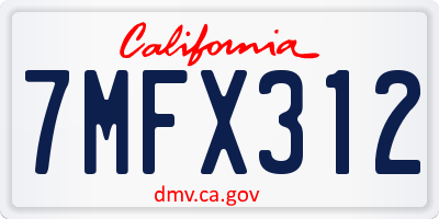 CA license plate 7MFX312
