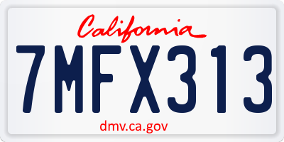 CA license plate 7MFX313