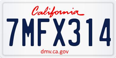 CA license plate 7MFX314