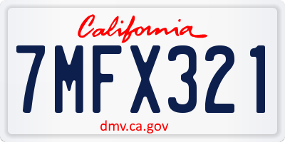 CA license plate 7MFX321