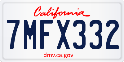 CA license plate 7MFX332