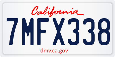 CA license plate 7MFX338