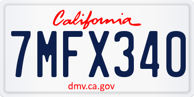 CA license plate 7MFX340