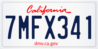 CA license plate 7MFX341