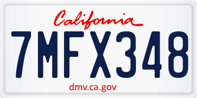 CA license plate 7MFX348