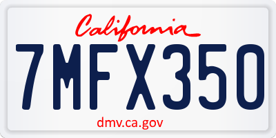 CA license plate 7MFX350