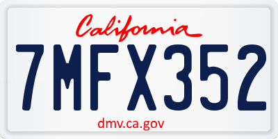 CA license plate 7MFX352