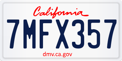 CA license plate 7MFX357