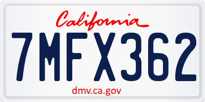 CA license plate 7MFX362