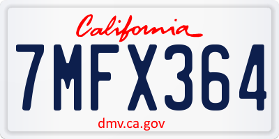 CA license plate 7MFX364