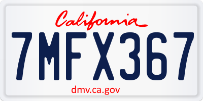 CA license plate 7MFX367