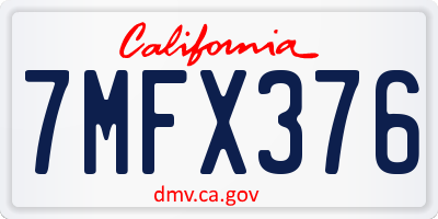 CA license plate 7MFX376