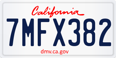 CA license plate 7MFX382