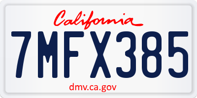 CA license plate 7MFX385
