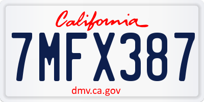 CA license plate 7MFX387