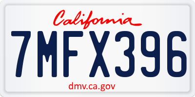 CA license plate 7MFX396
