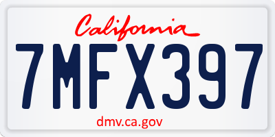 CA license plate 7MFX397