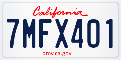 CA license plate 7MFX401